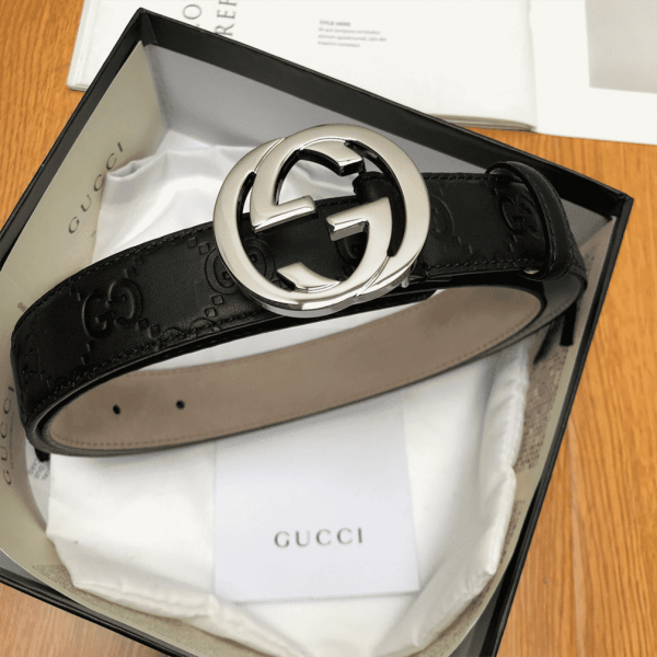 GUCCI INTERLOCKING-G LEATHER BELT – B7