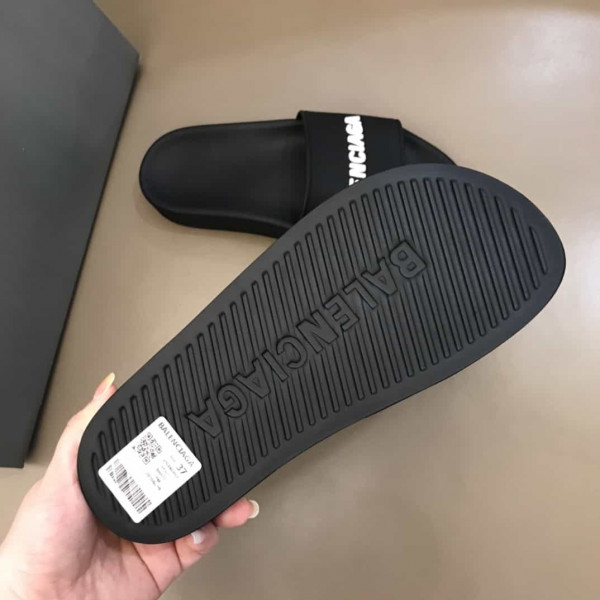 BALENCIAGA RUBBER LOGO POOL SLIDE SANDALS - BBS5