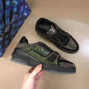 LOUIS VUITTON GLITTER SNEAEKERS BLACK TRAINER - LV223