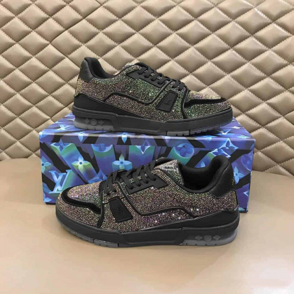 LOUIS VUITTON GLITTER SNEAEKERS BLACK TRAINER - LV223