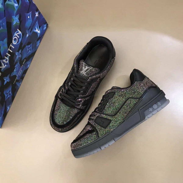 LOUIS VUITTON GLITTER SNEAEKERS BLACK TRAINER - LV223