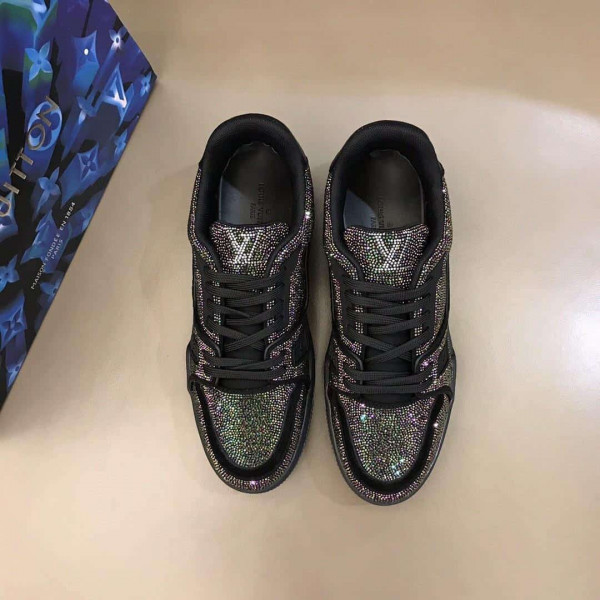 LOUIS VUITTON GLITTER SNEAEKERS BLACK TRAINER - LV223