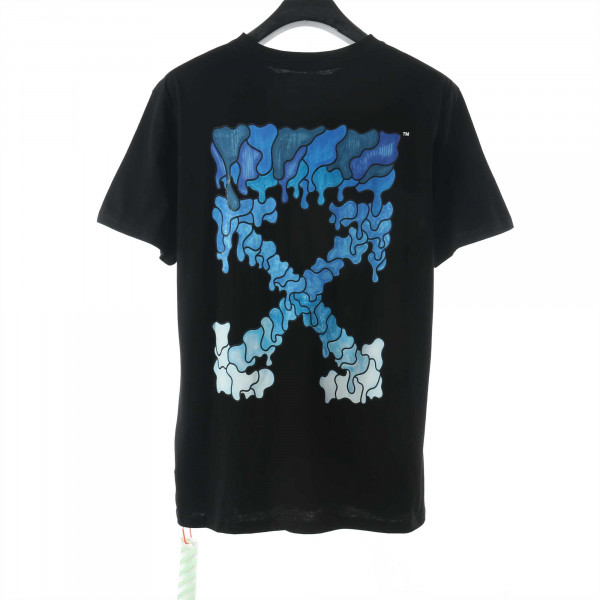 " OW Blue Marker Slim Cotton Jersey T-shirt Black/blue - OW10"