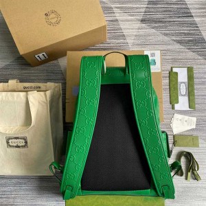 GG EMBOSSED BACKPACK IN GREEN LEATHER