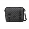 GUCCI MESSENGER BAG BLACK GG SUPREME CANVAS BLACK LEATHER TRIM