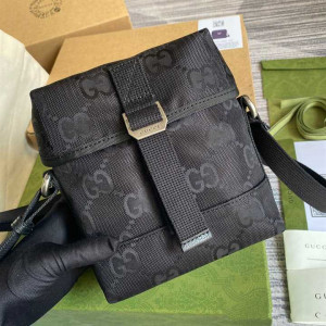 GUCCI OFF THE GRID MESSENGER BAG BLACK GG NYLON