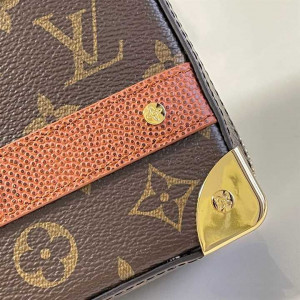 M45785 LOUIS VUITTON X NBA HANDLE TRUNK MONOGRAM COATED CANVAS TEXTILE LINING IN BROWN