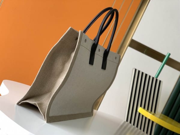 RIVE GAUCHE TOTE BAG IN LINEN AND LEATHER - WBY16