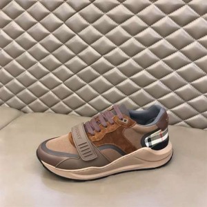 BURBERRY CHECK LACE-UP SNEAKERS IN BROWN - BBR095