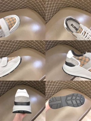 BURBERRY CHECK, SUEDE AND LEATHER SNEAKERS - BBR093