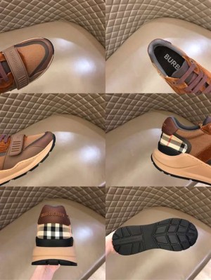 BURBERRY CHECK LACE-UP SNEAKERS IN BROWN - BBR095