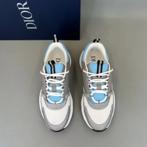 B22 SNEAKER WHITE AND BLUE TECHNICAL MESH AND GRAY CALFSKIN - CD127