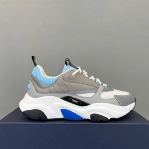 B22 SNEAKER WHITE AND BLUE TECHNICAL MESH AND GRAY CALFSKIN - CD127