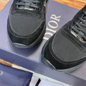 B25 RUNNER SNEAKER BLACK SUEDE AND TECHNICAL MESH WITH BLACK AND WHITE DIOR OBLIQUE CANVAS - CD123