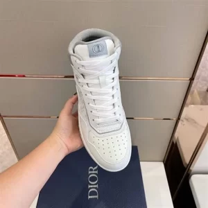 B27 HIGH-TOP SNEAKER WHITE AND GRAY SMOOTH CALFSKIN WITH WHITE DIOR OBLIQUE GALAXY LEATHER - CD120