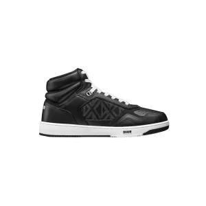 B27 LOW-TOP SNEAKER BLACK SMOOTH CALFSKIN AND CD DIAMOND CANVAS - CD109