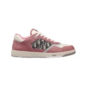 B27 LOW-TOP SNEAKER PINK AND CREAM SMOOTH CALFSKIN WITH BEIGE AND BLACK DIOR OBLIQUE JACQUARD - CDO94