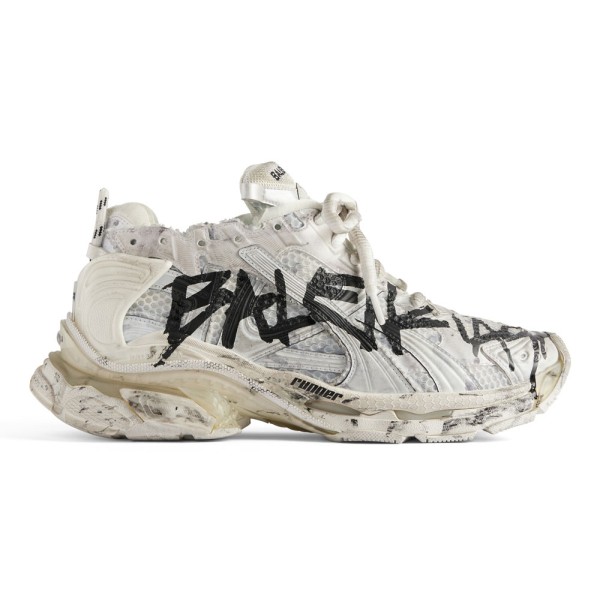 BALENCIAGA RUNNER GRAFFITI SNEAKER IN WHITE - BB142