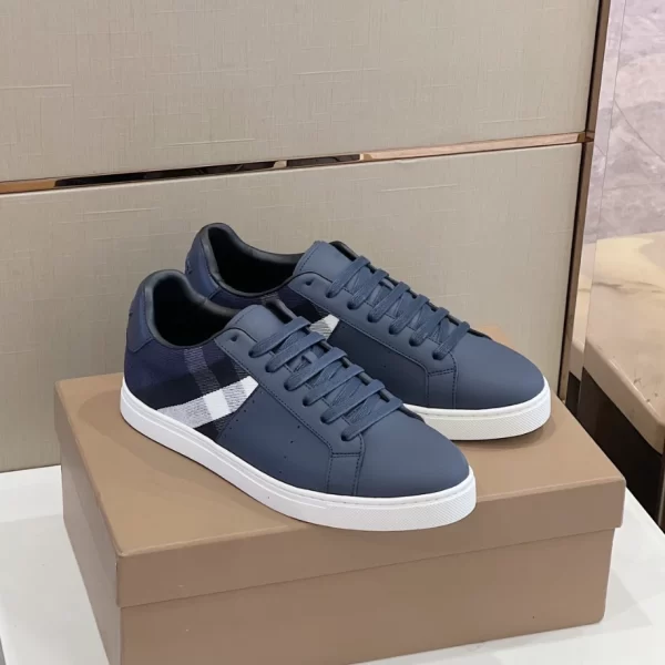 BURBERRY LEATHER AND CHECK COTTON SNEAKERS - BBR123