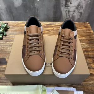 BURBERRY LEATHER AND CHECK COTTON SNEAKERS - BBR125