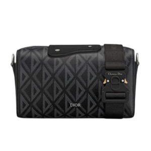 DIOR LINGOT 22 BAG BLACK CD DIAMOND CANVAS - DR014