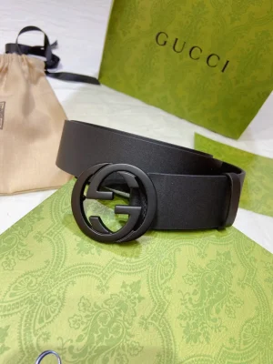 GC LEATHER BELT WITH INTERLOCKING G BUCKLE - B0153