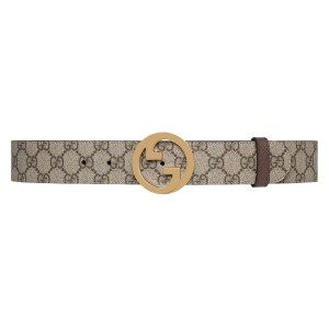 GUCCI BLONDIE BELT IN BEIGE AND EBONY SUPREME - B0146