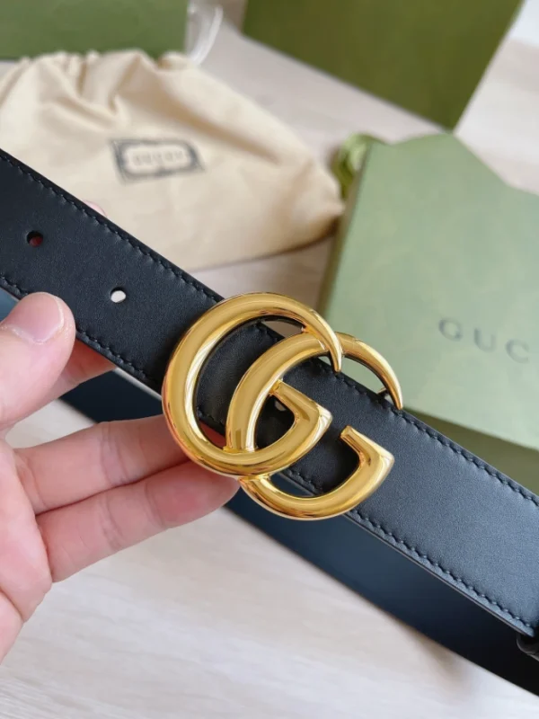 GG MARMONT LEATHER BELT WITH SHINY BUCKLE - B0169