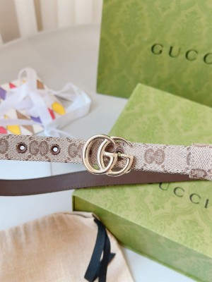 GG MARMONT THIN BELT BEIGE AND EBONY ORIGINAL GG CANVAS - B0180