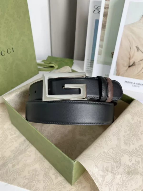 GG REVERSIBLE BELT WITH SQUARE G BUCKLE - B0185