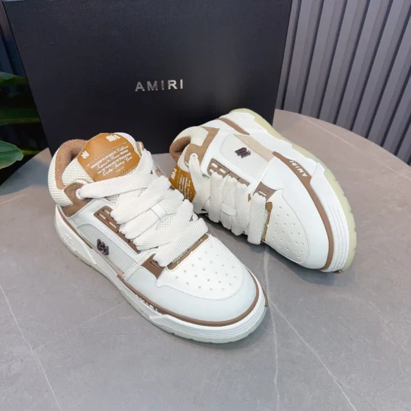 AMIRI EMBOSSED-LOGO LEATHER SNEAKERS - AM083